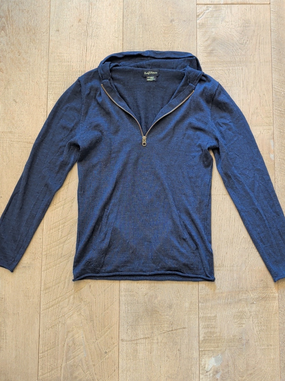 Zadig & Voltaire 100% Merino Wool Navy Hoodie Size S